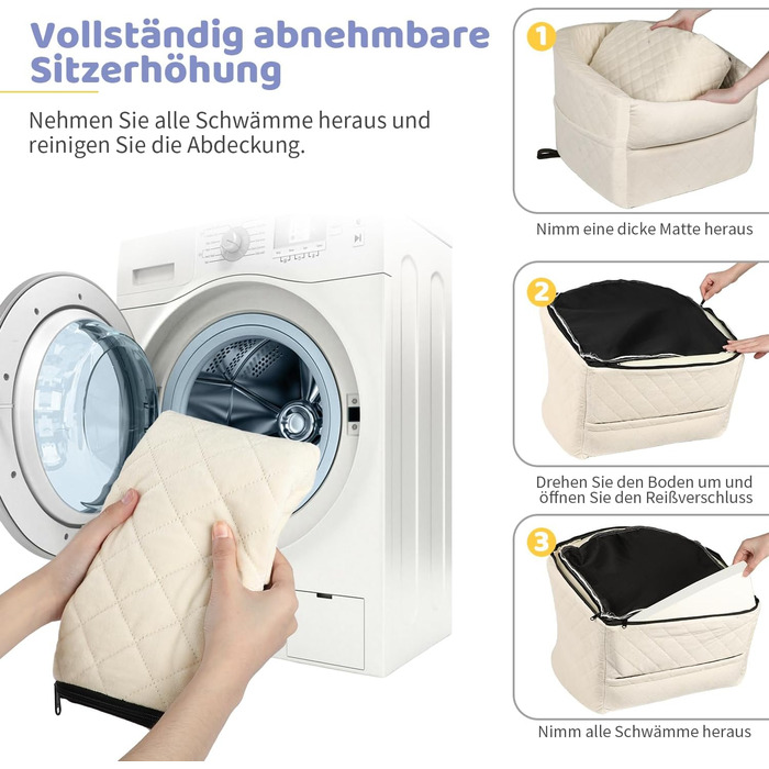 Автокрісло для собак GL GLENSLAVE: зручне та безпечне автокрісло для маленьких собак з підкладкою та сумкою для зберігання (Бежевий)