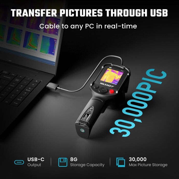 MiLESEEY TR10 Портативна тепловізійна камера - 192x192, -20°C до 550°C, 8 годин роботи, інфрачервона камера