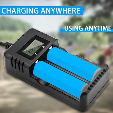 Зарядний пристрій для акумуляторів Li-Ion з LCD-дисплеєм, 4 слоти, швидка зарядка, сумісний з 26650/18650/14500/16340