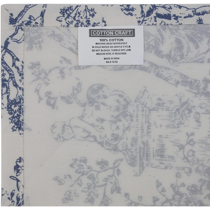 COTTON CRAFT Fabric Napkins, 12 Pieces, 100% Cotton, Reusable, French Toile Dinner, Everyday Use, Spring, Summer, Autumn, Christmas, Vacation, Party, Gift, Soft, Absorbent, 45.7 x