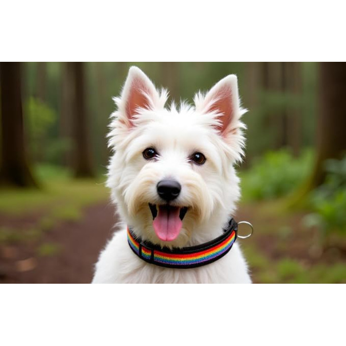 Нашийник для собак Extra-Breit & Weich з неопреновою підкладкою (Райдуга на чорному, S) S (38-43 см) Райдуга на чорному