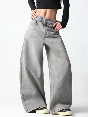 Джинси жіночі Damen Vintage Baggy, широкі, стиль Y2K 90-х, сірі (B25 Grau, XS)