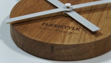 FLEXISTYLE 3D Wall Clocks DIY Oak Large 50-75CM (Thickness 19MM!) for Office Living Room Bedroom Decorative Items, z54g eco75 d-1-x (Oak/White, Oak)