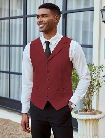 Жилет чоловічий COOFANDY, підходить для піджака, стильний, колір лосось (XXL, Червоний/Подорож, однотонний (Getaway Solids))