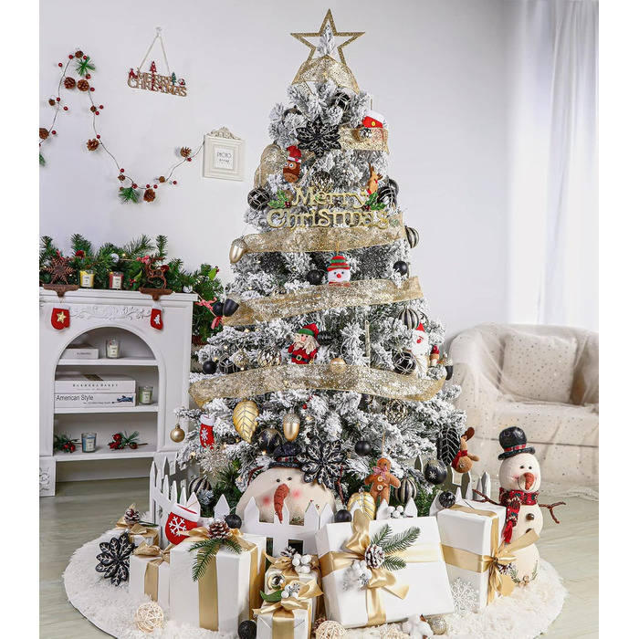 Набір прикрас для ялинки Shareconn: 106 шт., 24 кольори, ударостійкі кулі, декор для ялинки, свята, весілля (чорний та шампань-золото)