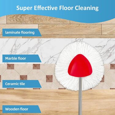 12 EasyWring rotating mop heads, microfiber pop replacement heads, 2 rotating mop covers. Microfiber mop heads can easily remove and absorb stubborn dirt.