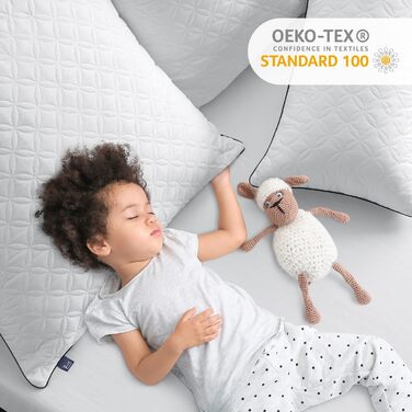 BedStory Pillowcases, 80x80cm, 2-Pack, Breathable Neck Pillows made of 2x1500g Microfiber, Washable Bed Pillows, Ideal for Deep and Relaxing Sleep, Öko-Tex Certified 2.0 White Black 80x80
