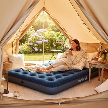 Надувний матрац для кемпінгу та дому AVENLI на 2 особи, 191x137x22 см, надувний, для відпочинку та гостей