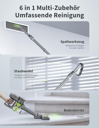 Бездротовий акумуляторний пилосос Kalado 27000Pa, 250W, 45 хв роботи, 1000 мл, для твердих поверхонь, плитки, шерсті тварин, зелений