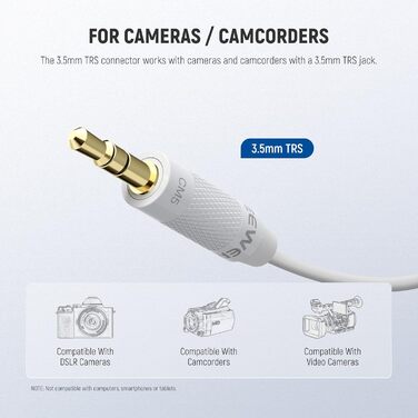 NEEWER Мініатюрний USB-C Лавалерний Мікрофон 2 шт. для iPhone 16 15 Pro Max, Android, Телефонів, Планшетів, ПК. Однонаправлений конденсаторний мікрофон з кабелем 2м (CM5(2 шт. білий) з 3,5 мм TRS роз'ємом)