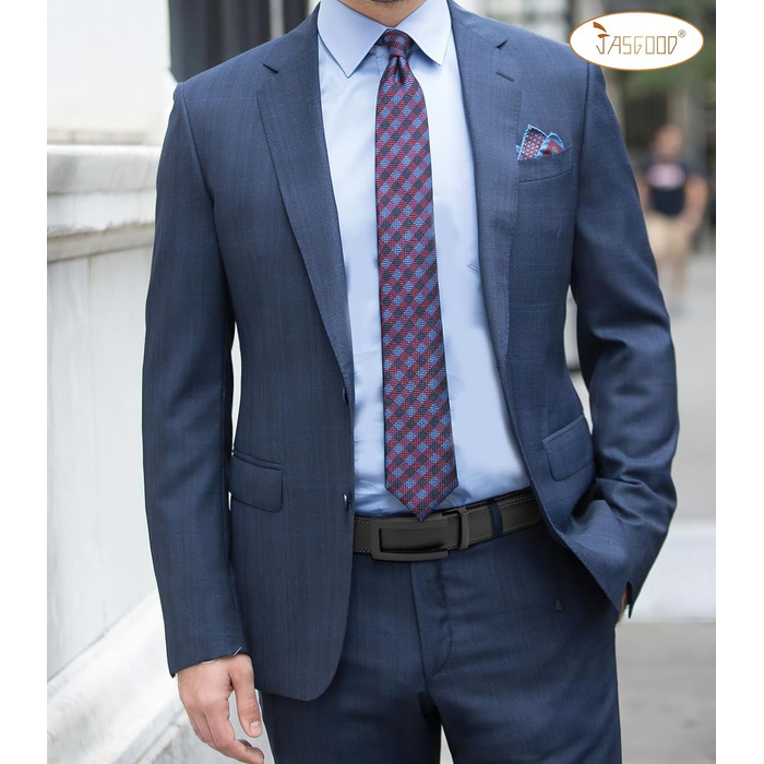 Чоловічий шкіряний ремінь JasGood з автоматичною застібкою, ширина 35 мм, чорний, 130 см (для талії 101-115 см)