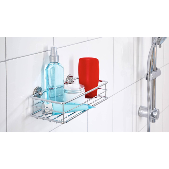 Полиця для душу tesa Baath Plus, хромована, з клейовим кріпленням, 73x250x125 мм