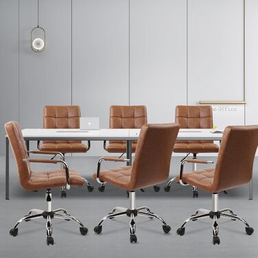 Крісло офісне CLATINA, шкіра, 160 кг, ергономічне, 360°, регульоване, з підлокітниками, для дому/офісу, коричневе (1 шт.)