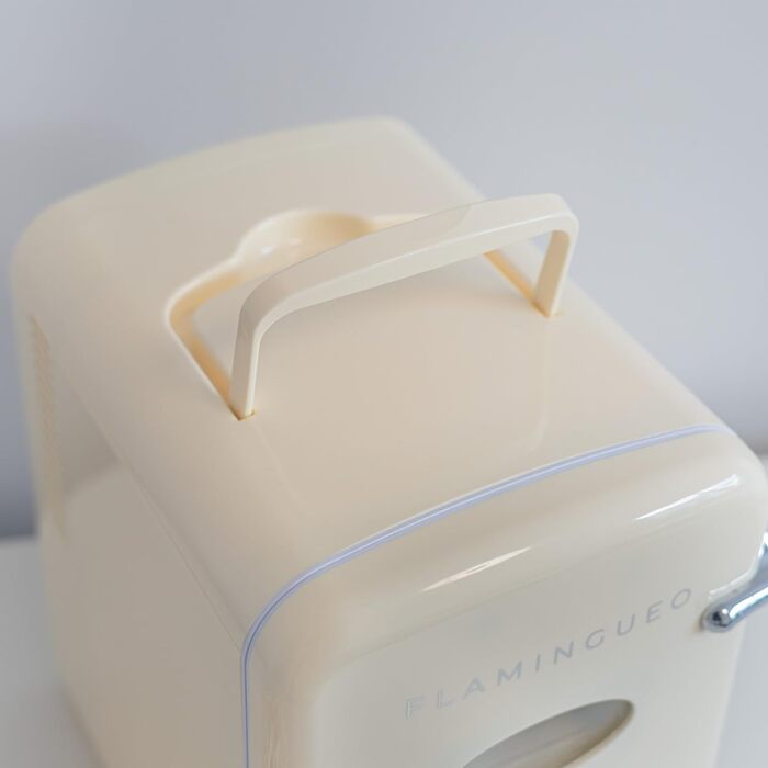 Міні-холодильник Flamingueo 4L: 12V/220V, охолодження та нагрів, для кімнати/столу, бежевий