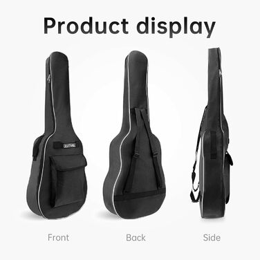 Чохол для акустичної гітари MuzcYM, чорний, з двома регульованими ременями, водонепроникний, 104 см