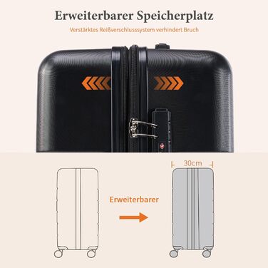 Набір валіз у жорсткому корпусі Dumos 3tlg. Hartschalenkofferset, чорний колір, з замком, телескопічна ручка