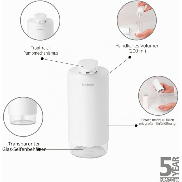 Brabantia Набір дозаторів для мила та рідини для миття посуду, 2 шт., сірий Mineral Infinite, 2 x 200 мл