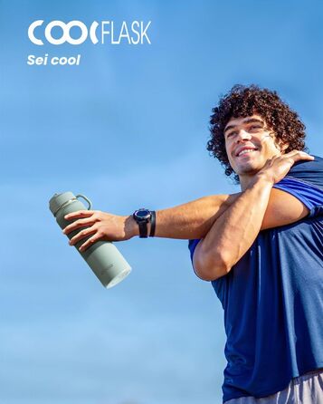 Термофляга Coolflask 710 мл зі сталі з трубою та 3 кришками, вакуумна ізольована пляшка для води для спорту та подорожей, Starry Indigo Black