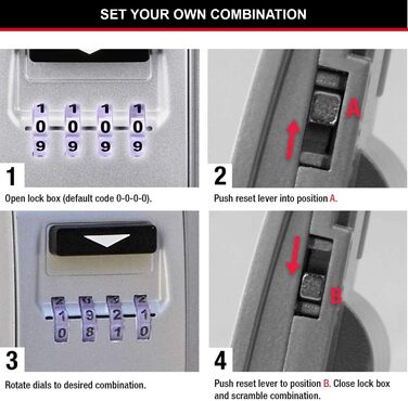 Сейф для ключів Master Lock з кріпленням на стіну, зовнішній, 12.6 x 7.2 x 5.2 см, з підсвічуванням та бугелем