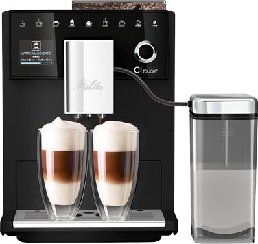 Melitta CI Touch - Fully automatic coffee machine with milk system, coffee machine with integrated grinder and milk frother, for e.g. espresso or cappuccino, frosted black facelift