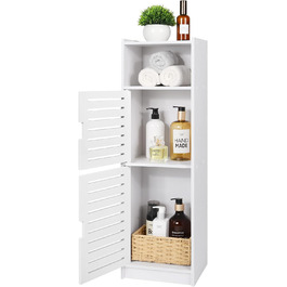 Aimu waterproof bathroom cabinets, bathroom storage units with open storage shelves, freestanding floor cabinets, corner organizers for bedroom, kitchen, hallway, white, 74x20x24 cm
