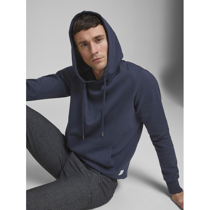 Чоловічий худі Jack & Jones JJ Basic Noos темно-синього кольору, розмір M