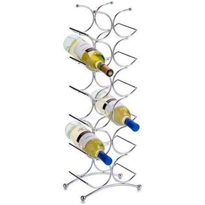 Zeller 27357 Wine Rack for 12 Bottles, Chrome-plated Metal. Approx. 25x15.5x67.5 cm