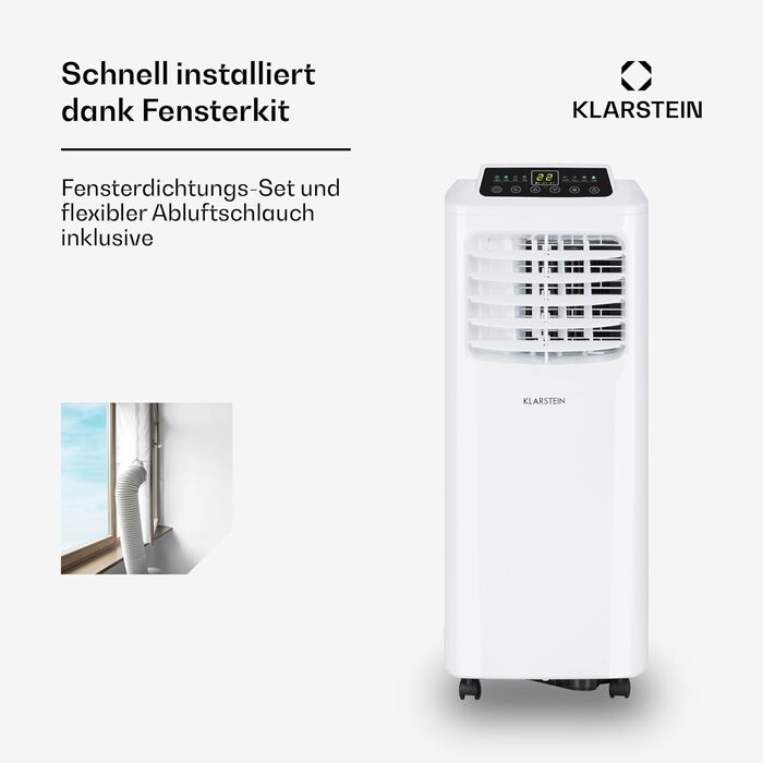 Klarstein Mobile Klimaanlage: 3-в-1 кліматичний пристрій (кондиціонер, вентилятор, осушувач) 7000 BTU, білий, для дому та офісу