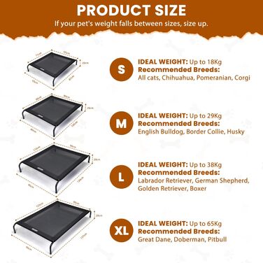 Зручне лежак для собак Nobleza Hundeliege Outdoor, M, 105x80x20 см, для відпочинку на вулиці, кемпінгу, чорного кольору