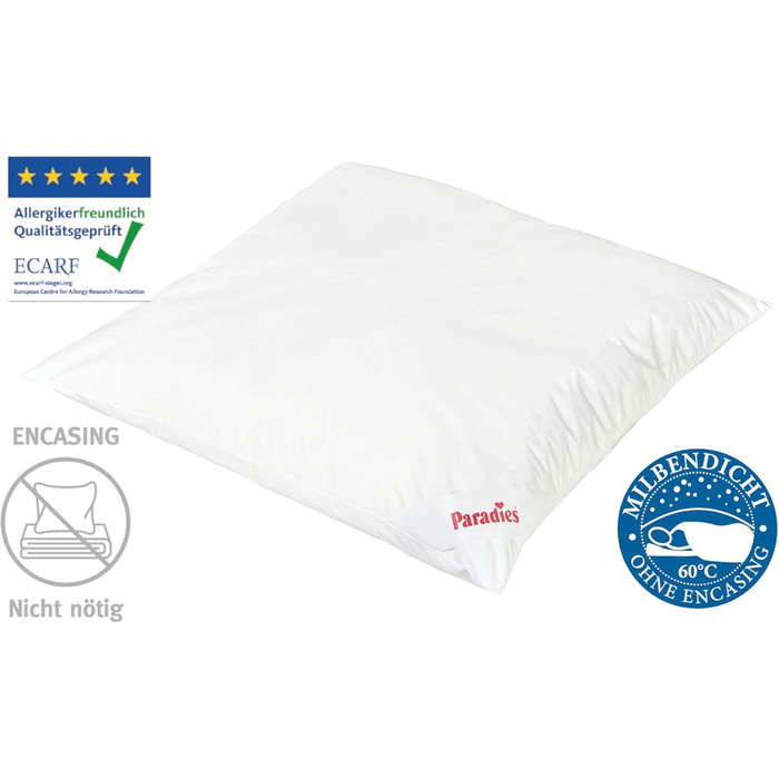 Подушка PARADIES Softy Antiallergo 80x80 см, антиалергенна, медична, сертифікат OEKO-TEX, для алергіків, від пилових кліщів
