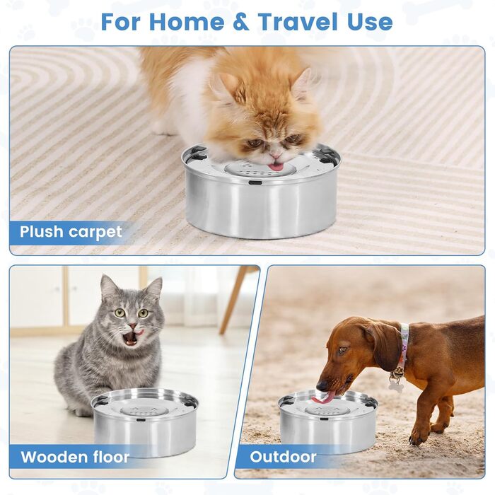 Миска для собак 1л, не протікає, з нержавіючої сталі, протиковзаюча, легко миється, срібна