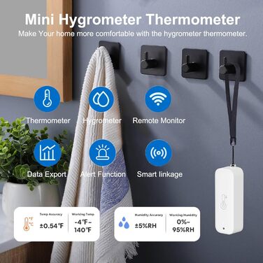WLAN Thermometer Hygrometer, Smart Temperature and Humidity Sensor Meter with Remote Monitoring App, Indoor Temperature Humidity Sensor with Data Storage Export, compatible with Alexa. 4PCS