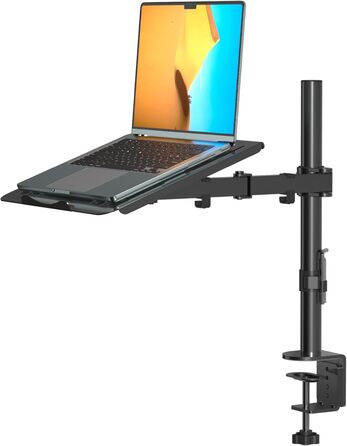 Suptek Adjustable Monitor Arm with Laptop Holder - Full Range Motion for 13-27 inch Screens (40cm Pole)