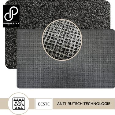 Килимок для підлоги DOMOPRIMA з мікрофібри, миючий, неслизький, надзвичайно поглинаючий та плоский – антибактеріальний, для внутрішнього та зовнішнього використання (Антрацит, 60x40 см)