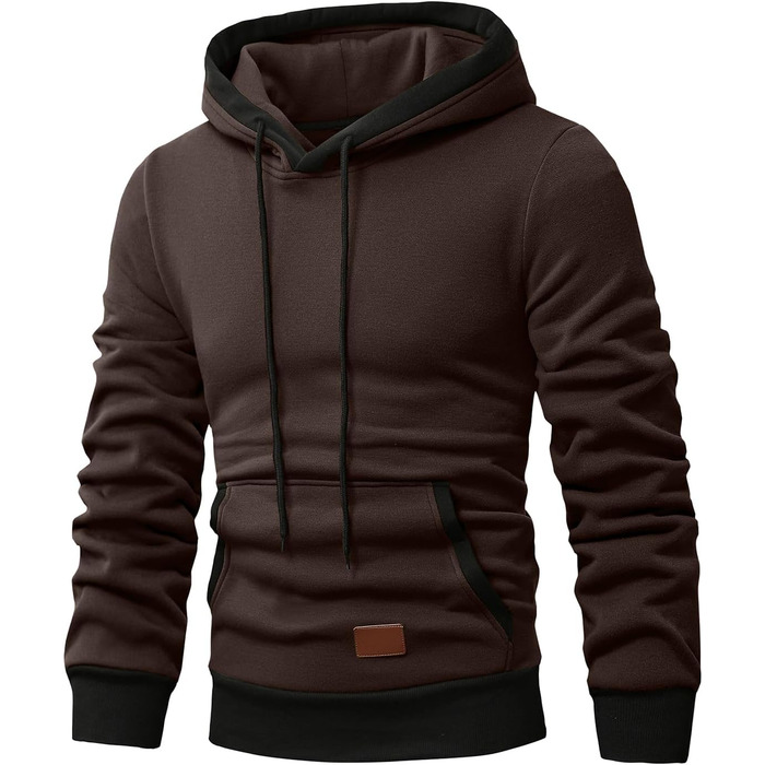 Світшот з капюшоном JMIERR для чоловіків, теплий пуловер з капюшоном, повсякденна куртка з капюшоном, бавовняний світшот, шнурок на капюшоні, кишеня, колір: зелений (L, кава)