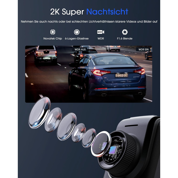 Відеореєстратор Auto WiFi 2K Mini з GPS, IPS-дисплеєм, нічним баченням та G-сенсором