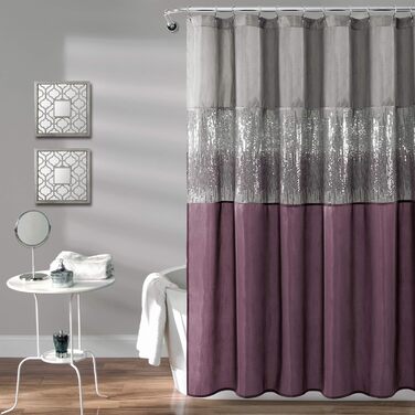Шторка для душу Lush Decor Night Sky, поліестер, сірий та фіолетовий, 182.9 x 182.9 см