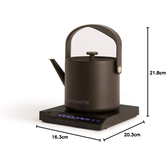 CREATE Electric Kettle 0.5L White - Keep Warm, Safety System, Thermostat, Digital Display, Temperature Indicator, 880W