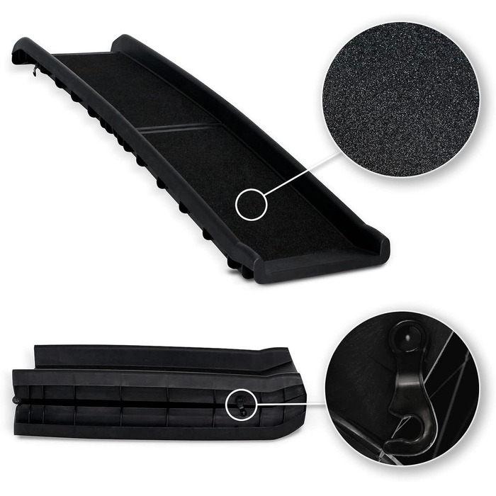 Рампа для собак Lionto до 90 кг, чорна, 156x40 см - навантажувальні бортики багажника, з антиковзким покриттям, для здоров'я суглобів