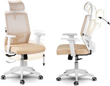 Офісний стіл Rotar - ергономічне крісло для офісу з регулюванням висоти, зручне та практичне, з дихаючою тканиною, стабільна конструкція, 67 x 65 x 125 см, колір бежевий