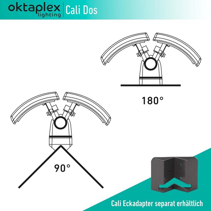Oktaplex Cali Dos Outdoor Lamp, Swivel/Tiltable, 3000K Warm White, 40W Wall Lamp, IP65 LED Outdoor Steel, White, 230V Outdoor Light (Anthracite)