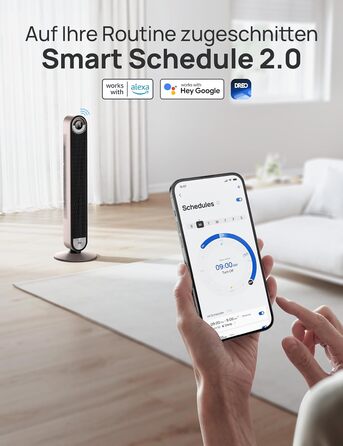 Dreo 25dB Smart Quiet Tower Fan with Cooling, 106cm WiFi Alexa Tower Fan, 90° Oscillating Fan, Remote Control 9-Speed 9-Mode 12 Hr Timer Voice Control, Black