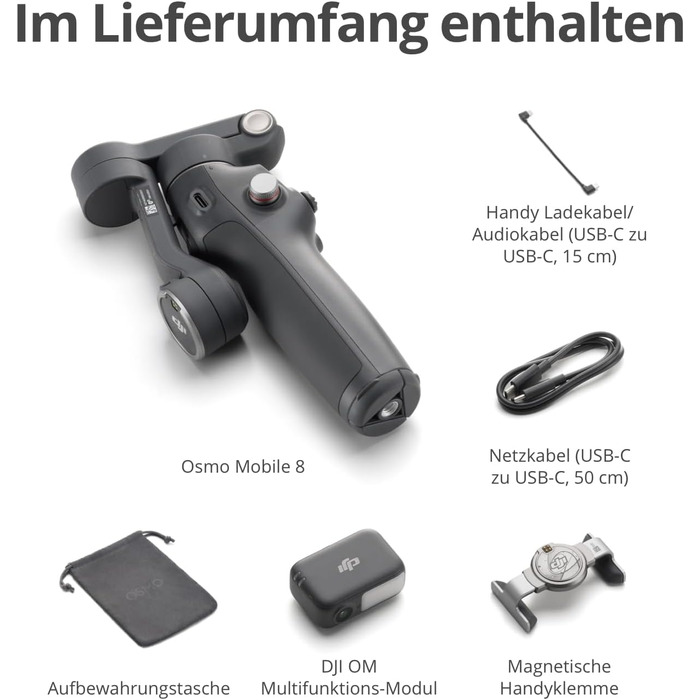 DJI Osmo Mobile 8 Advanced Tracking Combo: Gimbal-Стабілізатор для смартфонів з AI-трекінгом, 360° обертання та вбудованим штативом