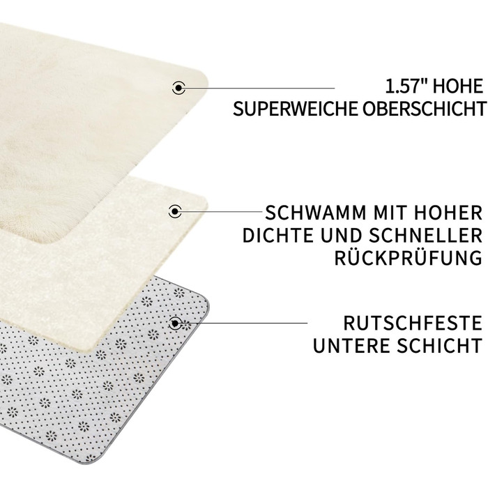 Килим Treeboy Hochflor сірий для вітальні, спальні, дитячої кімнати, 80x160 см, миючий, антиковзаючий, пухнастий, сучасний