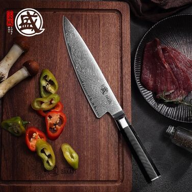 Японський кухонний ніж MITSUMOTO SAKARI Gyuto, порошкова сталь VG-Pro, 20 см, чорна ручка