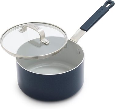 Набір кухонного посуду GreenPan x Bobby Flay 13 предметів, професійний алюміній, антипригарне покриття Ceramic, індукційний, силіконовий, безпечний для миття в посудомийній машині та духовці, сірий (Графіт/Nature's Delight), 2.4 л, Оксфорд Блакитний