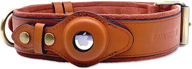 PawTrace Airtag Dog Collar Leather. Durable collar made of genuine leather compatible with Apple AirTag. More comfortable protection for small & large dogs. GPS dog band in brown. Adjustable (XS) XS (circumference 25-33cm)