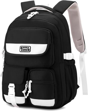 Шкільний рюкзак для підлітка: містка модель для дівчаток 3-5 класів, для середньої та старшої школи, зручний для подорожей та відпочинку (чорний)