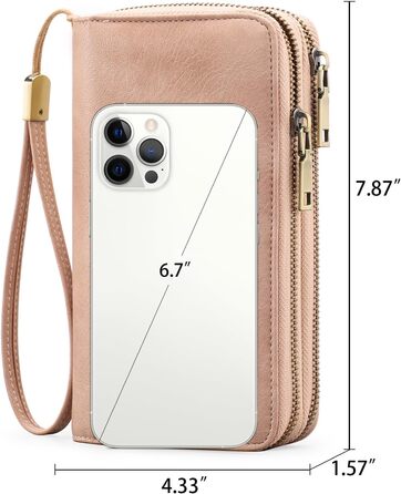 GAEKEAO Wallet for Women Large, Vegan Leather Card Holder Double Zipper Clutch with RFID Protection, Multiple Card Slots, Large Purse for Women