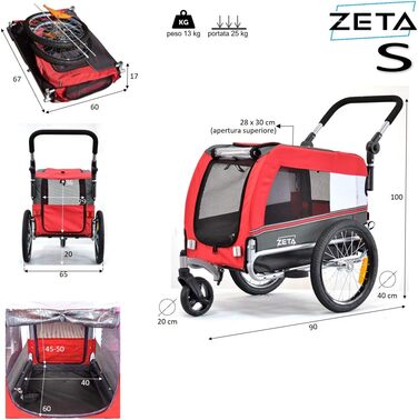 PAPILIOSHOP Причіп для собак та котів – візок для тварин, 3 розміри, стабільний, комфортний, практичний (Помаранчевий)